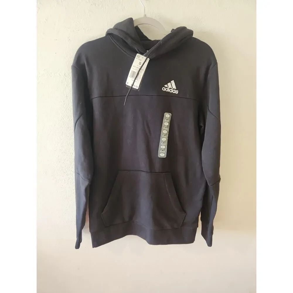 Adidas Logo Black Hoodie Pullover Men's Size Small NWT
